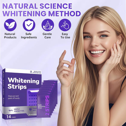Purple Teeth Whitening Strips,Purple Whitening Strips,Gentle Surface Stain Reduction & Natural Shine, Portable Whitening Strips Purple for Home or Travel(2Pcs)